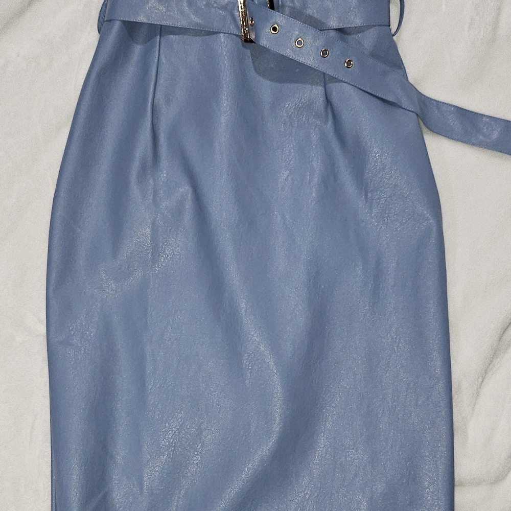 Boohoo Blue Pencil Skirt Knee-Length Work